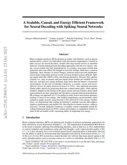 A Scalable, Causal, and Energy Efficient Framework for Neural Decoding with Spiking Neural Networks