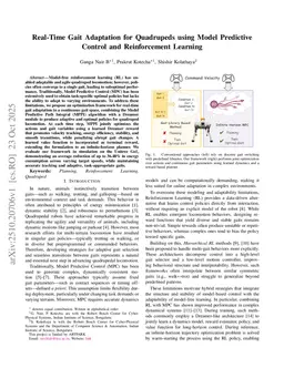 Real-Time Gait Adaptation for Quadrupeds using Model Predictive Control and Reinforcement Learning