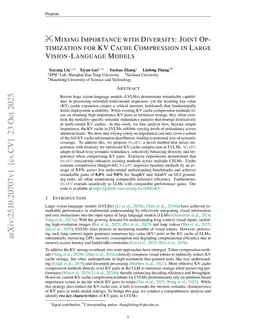 Mixing Importance with Diversity: Joint Optimization for KV Cache Compression in Large Vision-Language Models