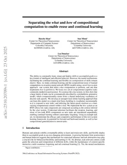 Separating the what and how of compositional computation to enable reuse and continual learning