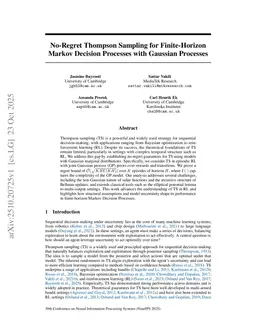 No-Regret Thompson Sampling for Finite-Horizon Markov Decision Processes with Gaussian Processes