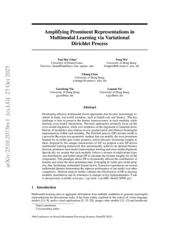 Amplifying Prominent Representations in Multimodal Learning via Variational Dirichlet Process