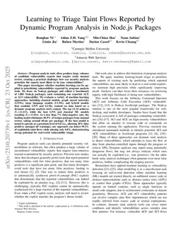Learning to Triage Taint Flows Reported by Dynamic Program Analysis in Node.js Packages