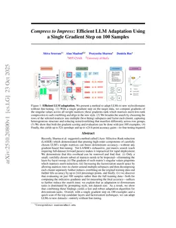Compress to Impress: Efficient LLM Adaptation Using a Single Gradient Step on 100 Samples