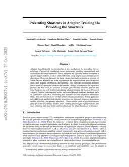 Preventing Shortcuts in Adapter Training via Providing the Shortcuts