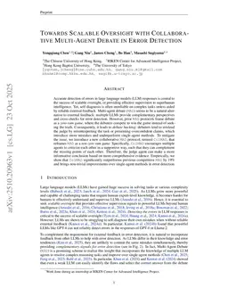 Towards Scalable Oversight with Collaborative Multi-Agent Debate in Error Detection