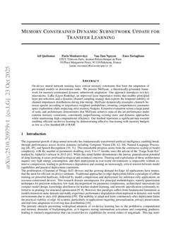 Memory Constrained Dynamic Subnetwork Update for Transfer Learning