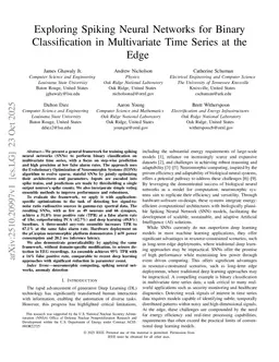 Exploring Spiking Neural Networks for Binary Classification in Multivariate Time Series at the Edge