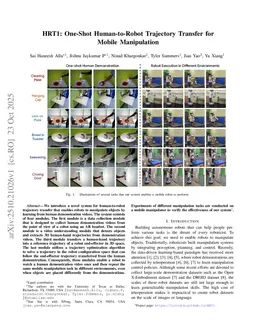 HRT1: One-Shot Human-to-Robot Trajectory Transfer for Mobile Manipulation