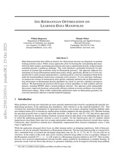 Iso-Riemannian Optimization on Learned Data Manifolds