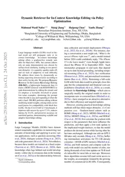 Dynamic Retriever for In-Context Knowledge Editing via Policy Optimization