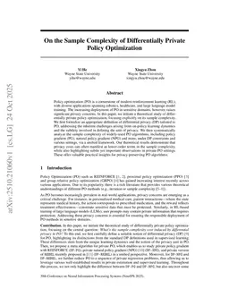 On the Sample Complexity of Differentially Private Policy Optimization