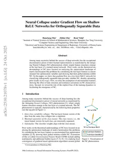 Neural Collapse under Gradient Flow on Shallow ReLU Networks for Orthogonally Separable Data