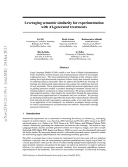 Leveraging semantic similarity for experimentation with AI-generated treatments