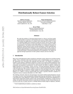 Distributionally Robust Feature Selection