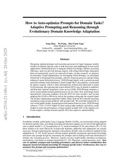 How to Auto-optimize Prompts for Domain Tasks? Adaptive Prompting and Reasoning through Evolutionary Domain Knowledge Adaptation