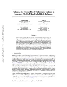 Reducing the Probability of Undesirable Outputs in Language Models Using Probabilistic Inference