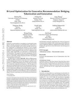 Bi-Level Optimization for Generative Recommendation: Bridging Tokenization and Generation