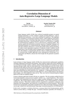 Correlation Dimension of Auto-Regressive Large Language Models