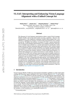 VL-SAE: Interpreting and Enhancing Vision-Language Alignment with a Unified Concept Set