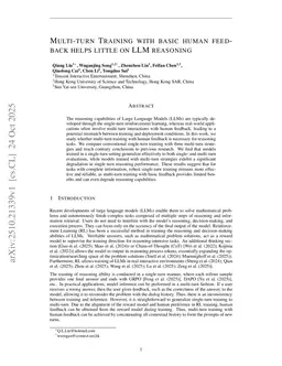 Multi-turn Training with Basic Human Feedback Helps Little on LLM Reasoning