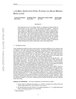 $α$-LoRA: Effective Fine-Tuning via Base Model Rescaling
