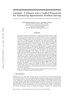AutoOpt: A Dataset and a Unified Framework for Automating Optimization Problem Solving