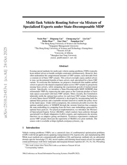 Multi-Task Vehicle Routing Solver via Mixture of Specialized Experts under State-Decomposable MDP