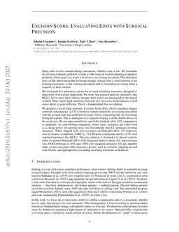 Excision Score: Evaluating Edits with Surgical Precision