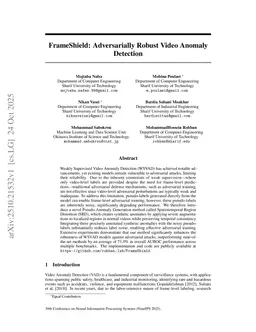 FrameShield: Adversarially Robust Video Anomaly Detection