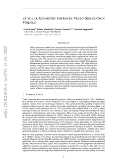 Epipolar Geometry Improves Video Generation Models