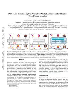 DAP-MAE: Domain-Adaptive Point Cloud Masked Autoencoder for Effective Cross-Domain Learning
