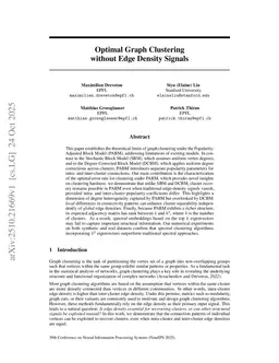 Optimal Graph Clustering without Edge Density Signals