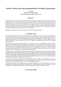 TriMat: Context-aware Recommendation by Tri-Matrix Factorization