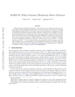 MARS-M: When Variance Reduction Meets Matrices