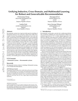 Unifying Inductive, Cross-Domain, and Multimodal Learning for Robust and Generalizable Recommendation