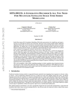 SITS-DECO: A Generative Decoder Is All You Need For Multitask Satellite Image Time Series Modelling