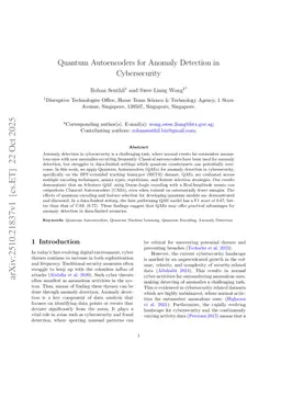 Quantum Autoencoders for Anomaly Detection in Cybersecurity