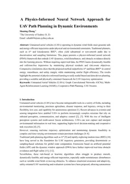 A Physics-Informed Neural Network Approach for UAV Path Planning in Dynamic Environments