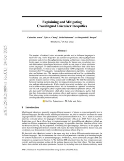 Explaining and Mitigating Crosslingual Tokenizer Inequities