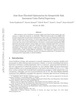Joint Score-Threshold Optimization for Interpretable Risk Assessment