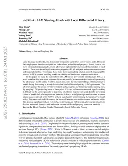 $δ$-STEAL: LLM Stealing Attack with Local Differential Privacy