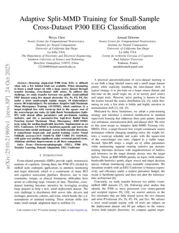 Adaptive Split-MMD Training for Small-Sample Cross-Dataset P300 EEG Classification