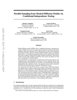 Parallel Sampling from Masked Diffusion Models via Conditional Independence Testing