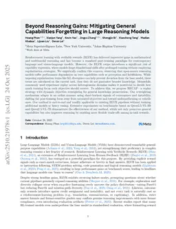 Beyond Reasoning Gains: Mitigating General Capabilities Forgetting in Large Reasoning Models