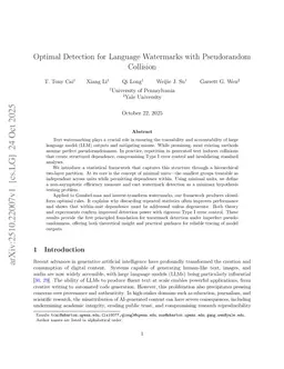 Optimal Detection for Language Watermarks with Pseudorandom Collision