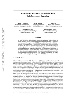 Online Optimization for Offline Safe Reinforcement Learning