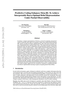 Predictive Coding Enhances Meta-RL To Achieve Interpretable Bayes-Optimal Belief Representation Under Partial Observability