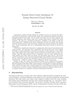 Towards Error-Centric Intelligence II: Energy-Structured Causal Models