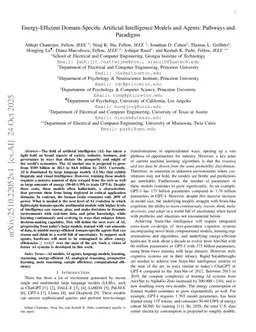Energy-Efficient Domain-Specific Artificial Intelligence Models and Agents: Pathways and Paradigms